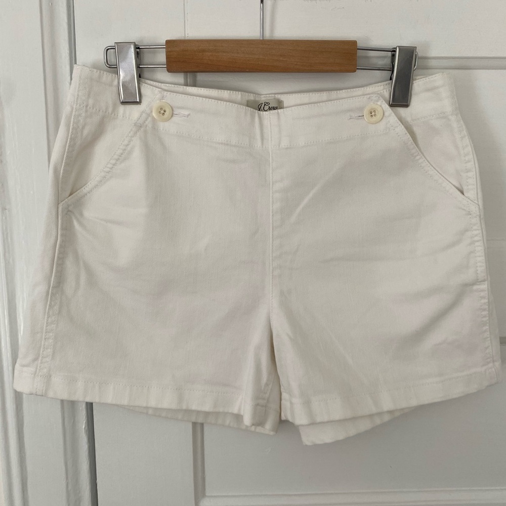 J Crew white cotton denim preppy shorts